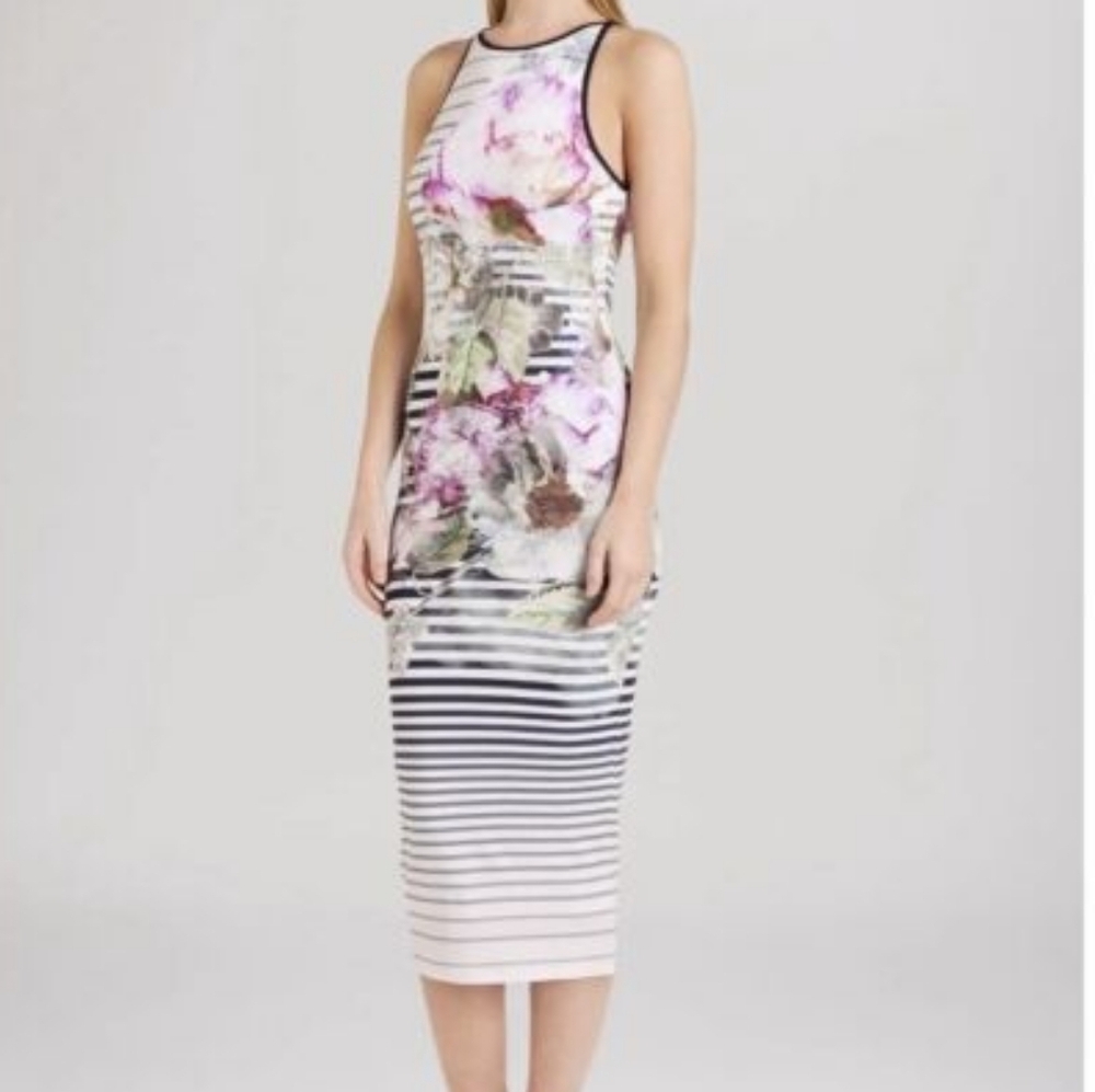 Ted Baker Women's Laya Pure Peony Striped Midi Dress Size XS
